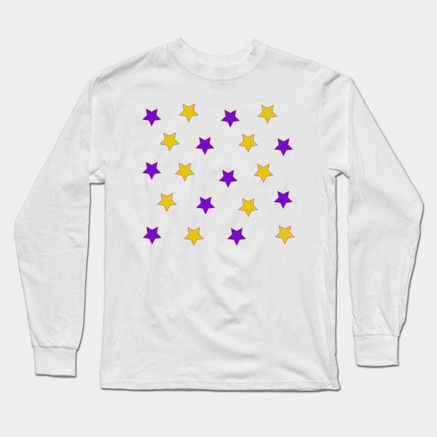 Purple and Gold Stars Long Sleeve T-Shirt by ampp